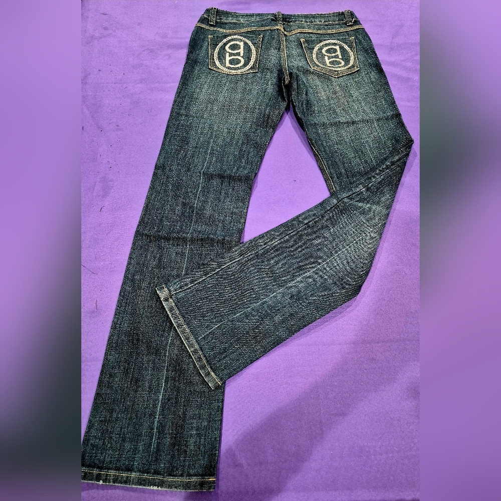 Bebe Crystals Logo Medium Wash Jeans - Size 28.